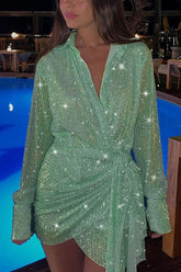 Vestido mini cruzado con lentejuelas Seeing The Stars